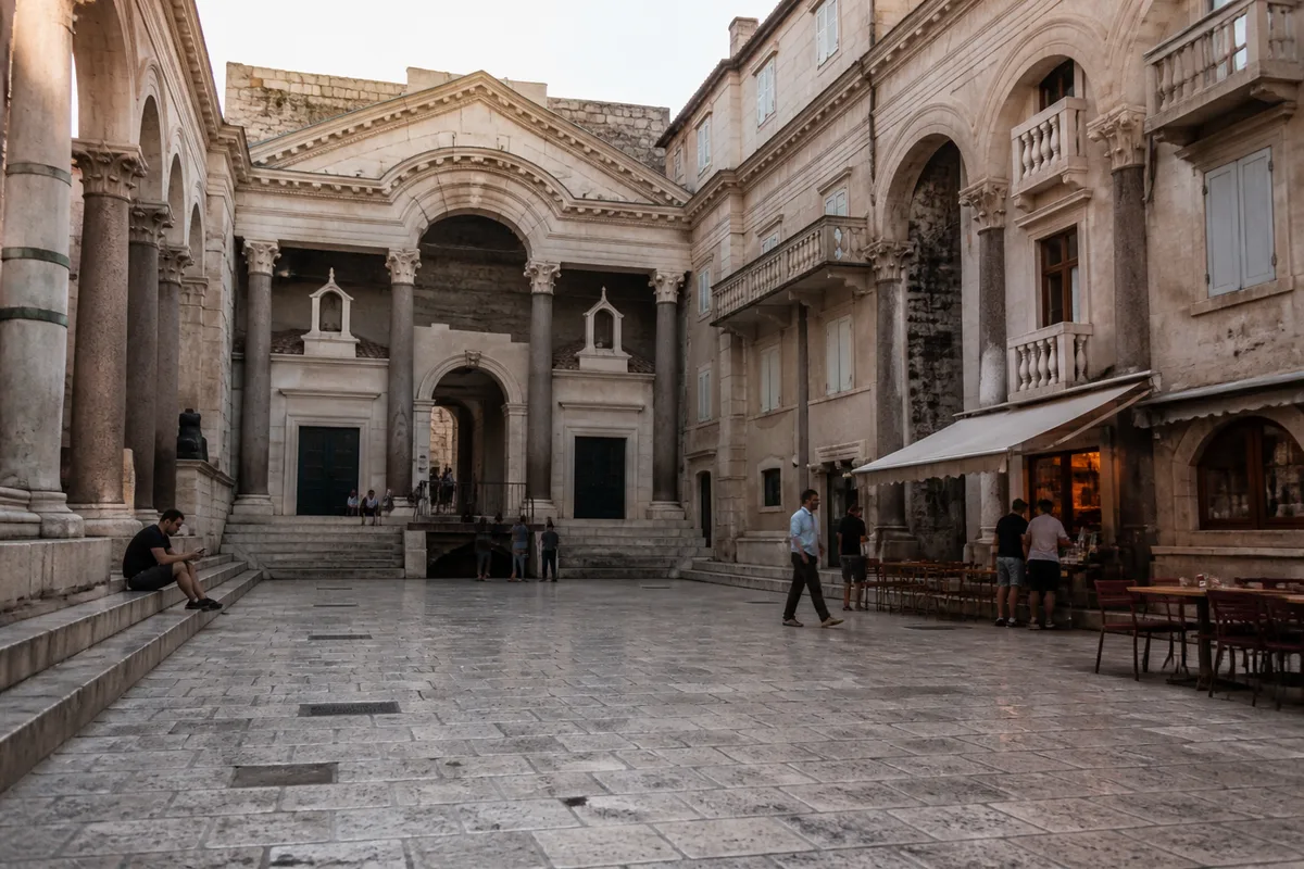 Palais de Dioclétien et ruelles du centre historique de Split au matin