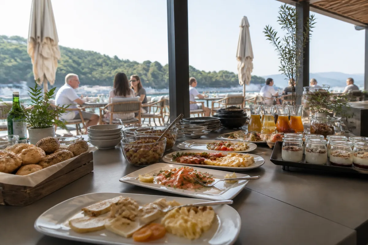 Buffet et espace repas d’un resort en Croatie pendant un séjour tout compris